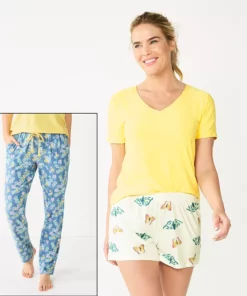 Women's Sonoma Goods For Life® 3-piece Pajama Top, Pajama Shorts & Pajama Pants Sleep Set