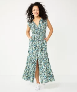 Women's Sonoma Goods For Life® Ruffle Sleeve Smocked Maxi Dress