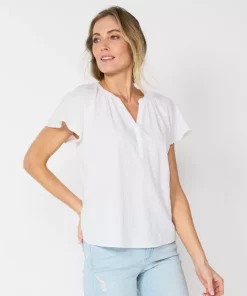 Women's Sonoma Goods For Life® Flutter Sleeve Y Neck Top