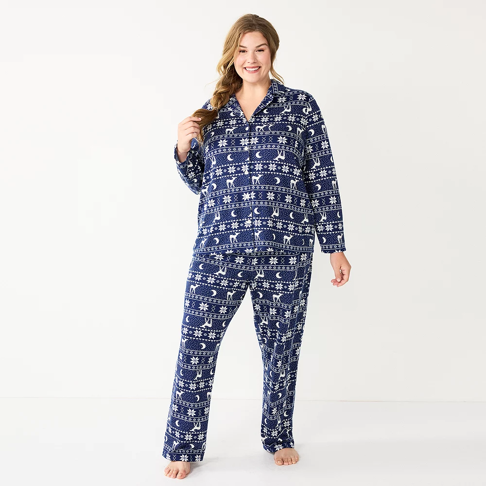 Plus Size Sonoma Goods For Life® Knit Pajama Shirt & Pajama Pants Sleep Set - Image 2